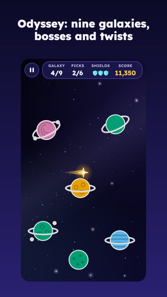 Odyssey: nine galaxies, bosses and twists, with a bonus star crossing the board